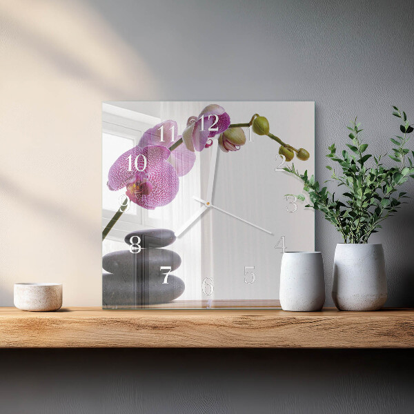 Wanduhr quadratisch Orchidee
