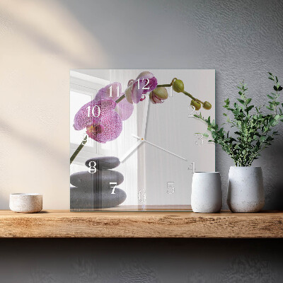 Wanduhr quadratisch Orchidee