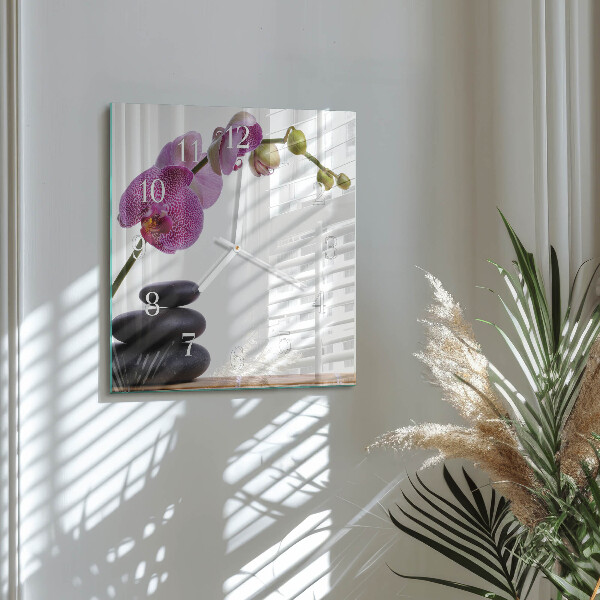 Wanduhr quadratisch Orchidee