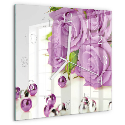 Wanduhr quadratisch Rosen