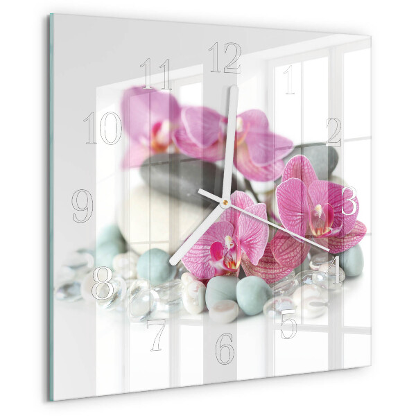 Wanduhr quadratisch Orchideen