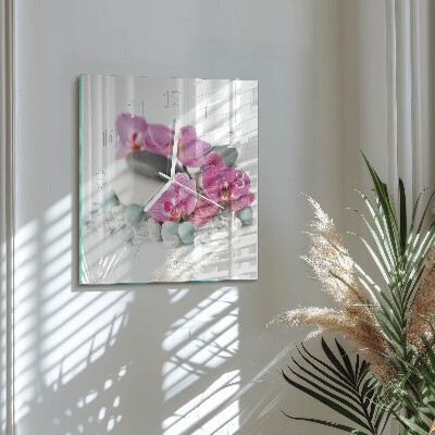 Wanduhr quadratisch Orchideen