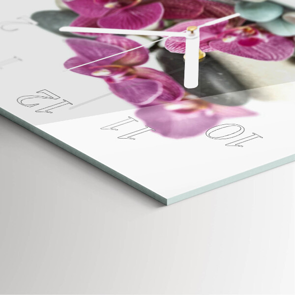 Wanduhr quadratisch Orchideen