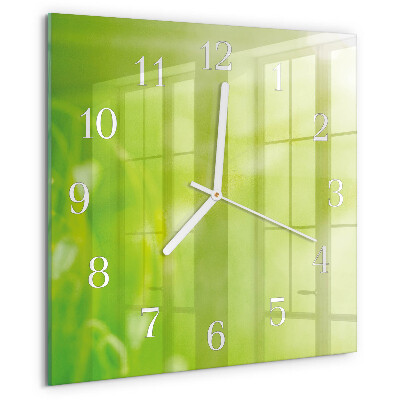 Wanduhr quadratisch Gras