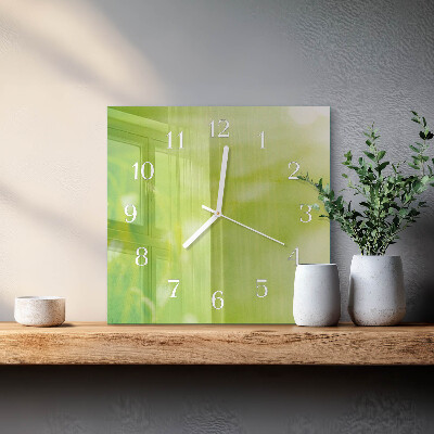 Wanduhr quadratisch Gras