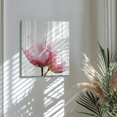 Wanduhr quadratisch Tulpen