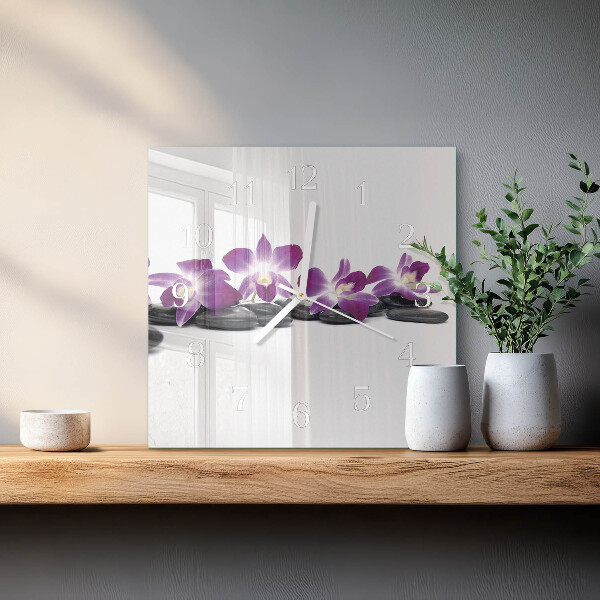 Wanduhr quadratisch Orchidee