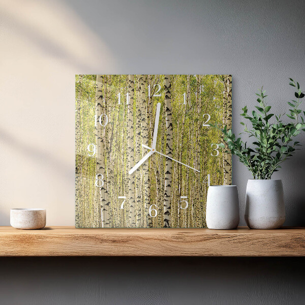 Wanduhr quadratisch Birkenwald