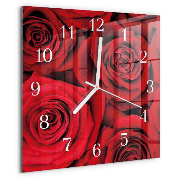 Wanduhr quadratisch Rosen