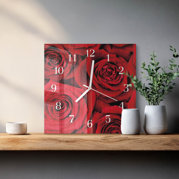 Wanduhr quadratisch Rosen