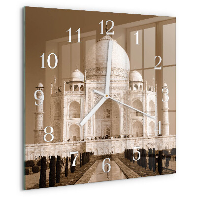Wanduhr quadratisch Taj Mahal Sepia