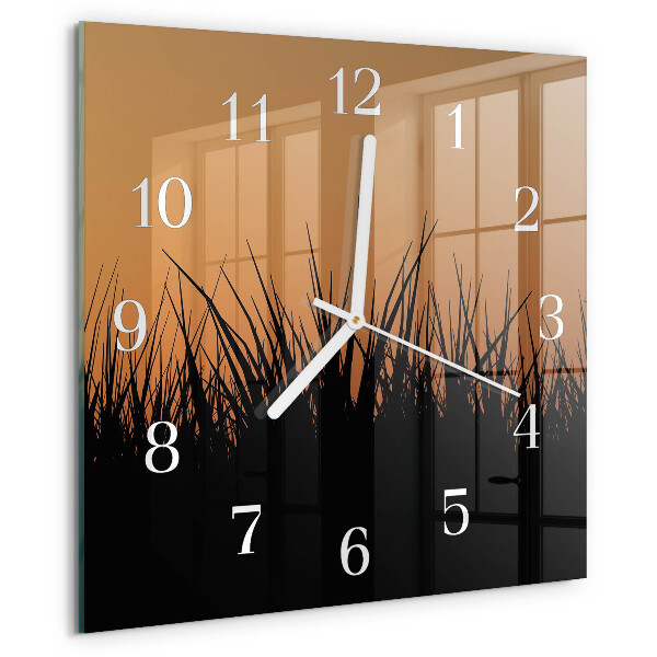 Wanduhr quadratisch Gras