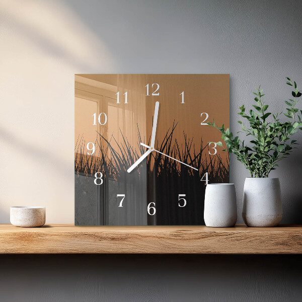 Wanduhr quadratisch Gras