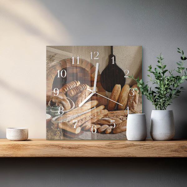 Wanduhr quadratisch Brot