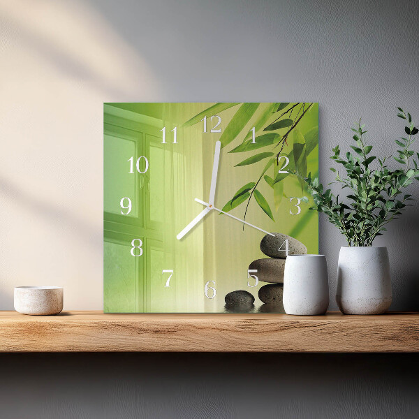 Wanduhr quadratisch Bambussteine