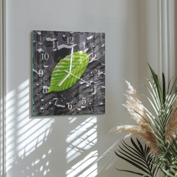 Wanduhr quadratisch Blatt