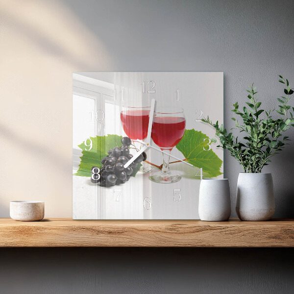 Wanduhr quadratisch Trauben für Wein