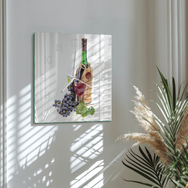 Wanduhr quadratisch Trauben für Wein