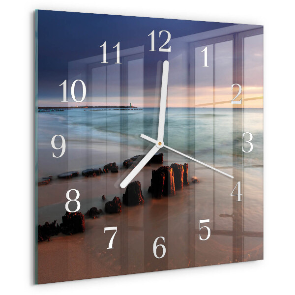 Wanduhr quadratisch Strand Meer