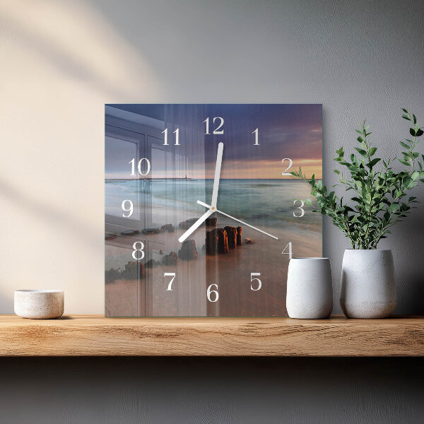 Wanduhr quadratisch Strand Meer