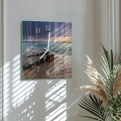 Wanduhr quadratisch Strand Meer
