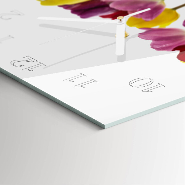 Wanduhr quadratisch Bunte Tulpen