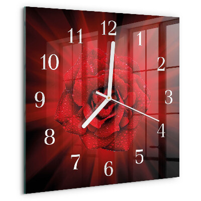 Wanduhr quadratisch Rose