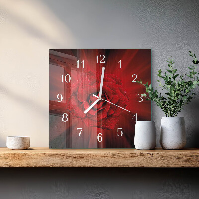 Wanduhr quadratisch Rose