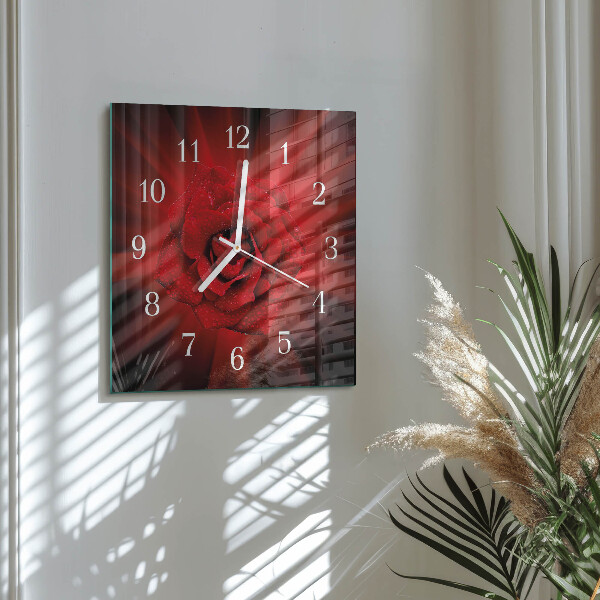 Wanduhr quadratisch Rose