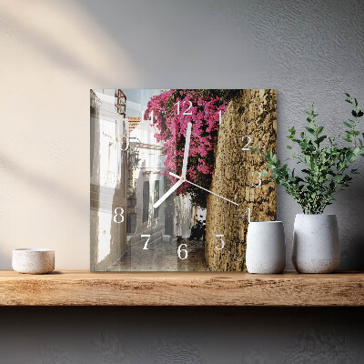 Wanduhr quadratisch Blumenallee