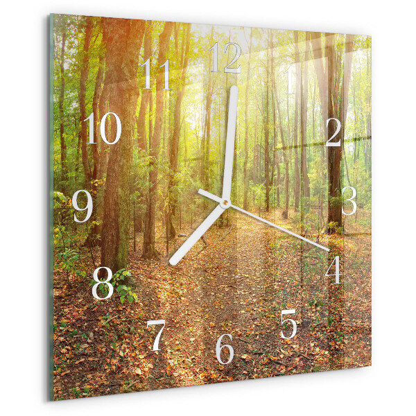 Wanduhr quadratisch Waldweg