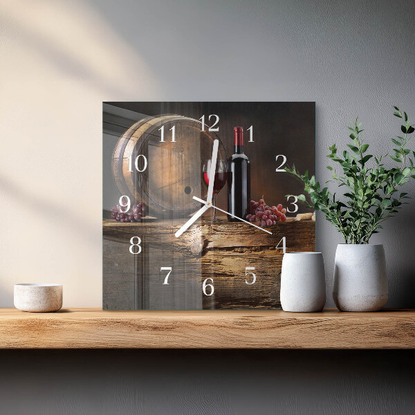 Wanduhr quadratisch Trauben für Wein