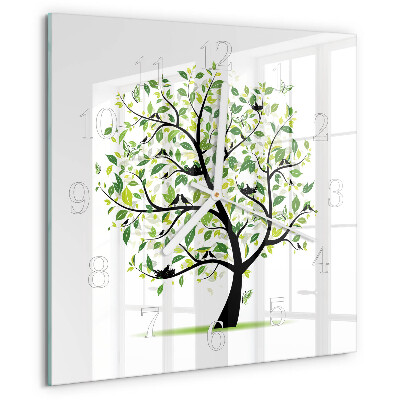 Wanduhr quadratisch Baum