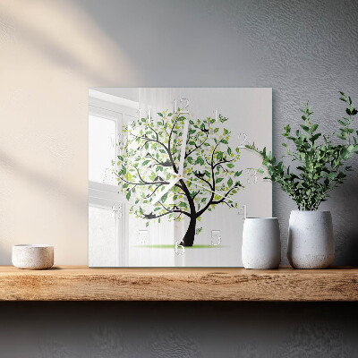 Wanduhr quadratisch Baum