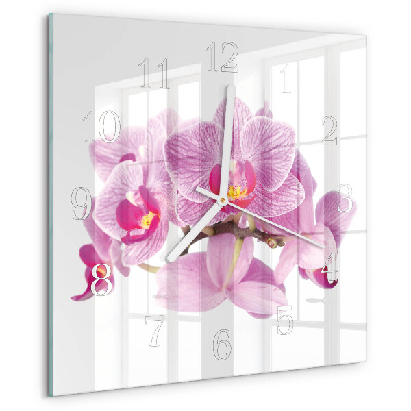 Wanduhr quadratisch Orchideen