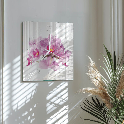 Wanduhr quadratisch Orchideen