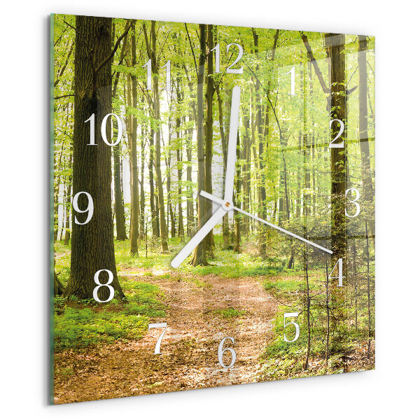 Wanduhr quadratisch Wald