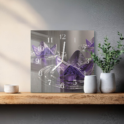 Wanduhr quadratisch Glasblumen