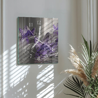 Wanduhr quadratisch Glasblumen