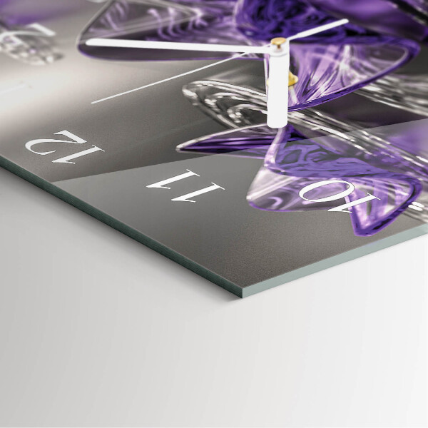 Wanduhr quadratisch Glasblumen