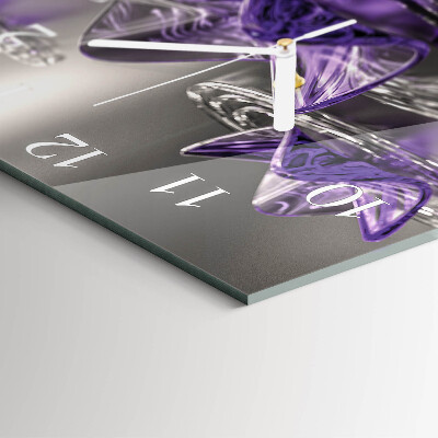 Wanduhr quadratisch Glasblumen