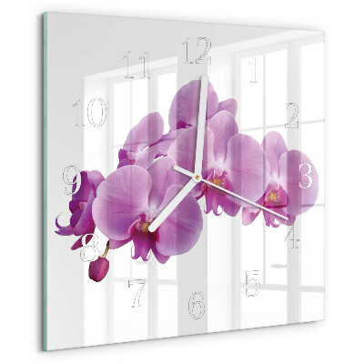 Wanduhr quadratisch Orchidee