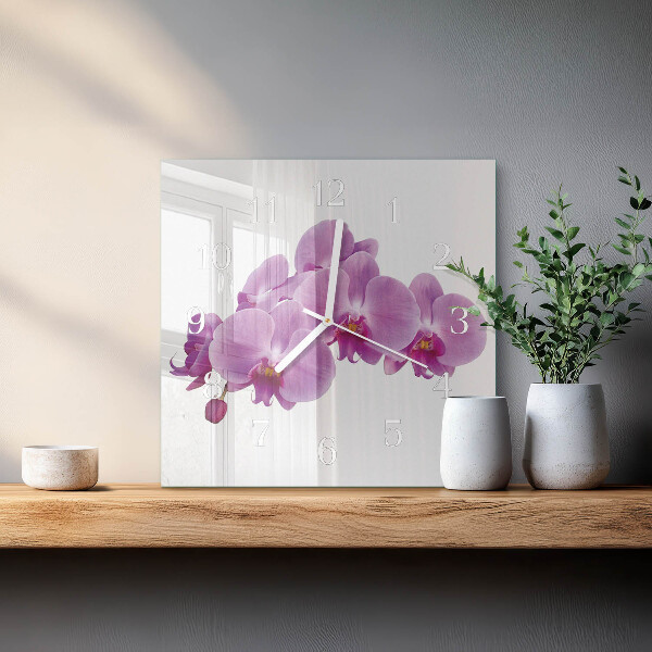 Wanduhr quadratisch Orchidee