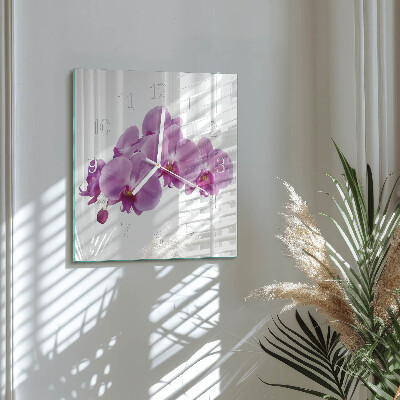 Wanduhr quadratisch Orchidee