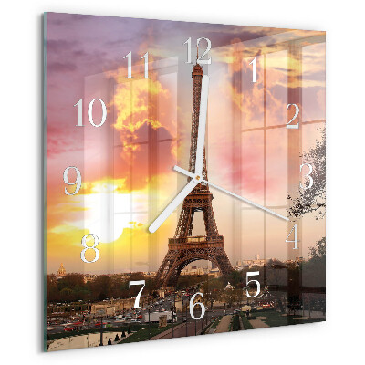 Wanduhr quadratisch Eiffelturm Paris