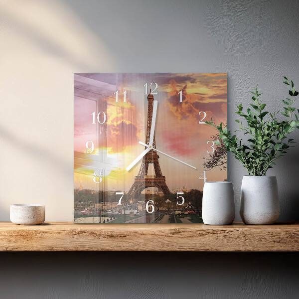 Wanduhr quadratisch Eiffelturm Paris
