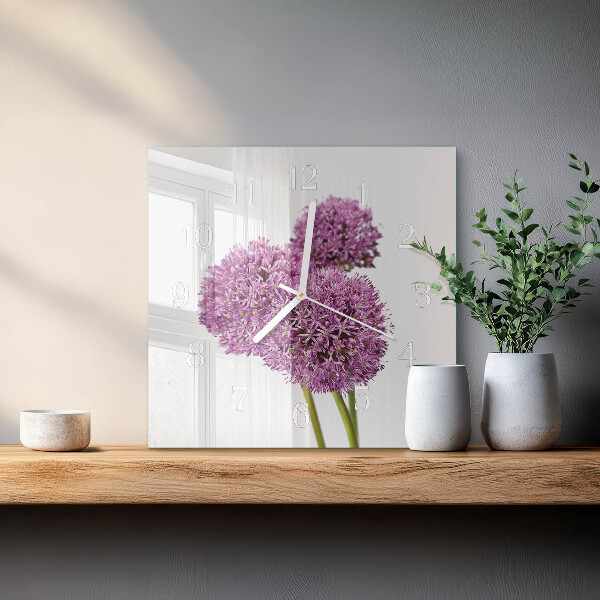 Wanduhr quadratisch Blume
