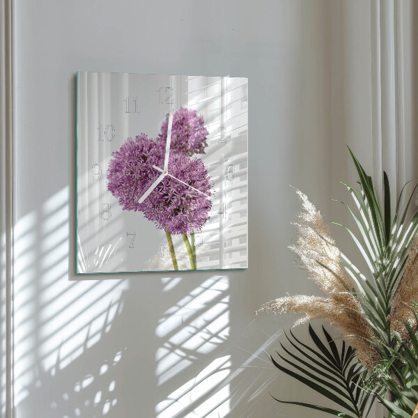 Wanduhr quadratisch Blume