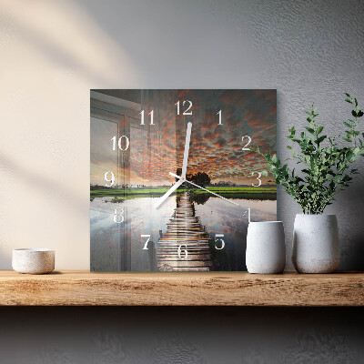 Wanduhr quadratisch Meadow Bridge