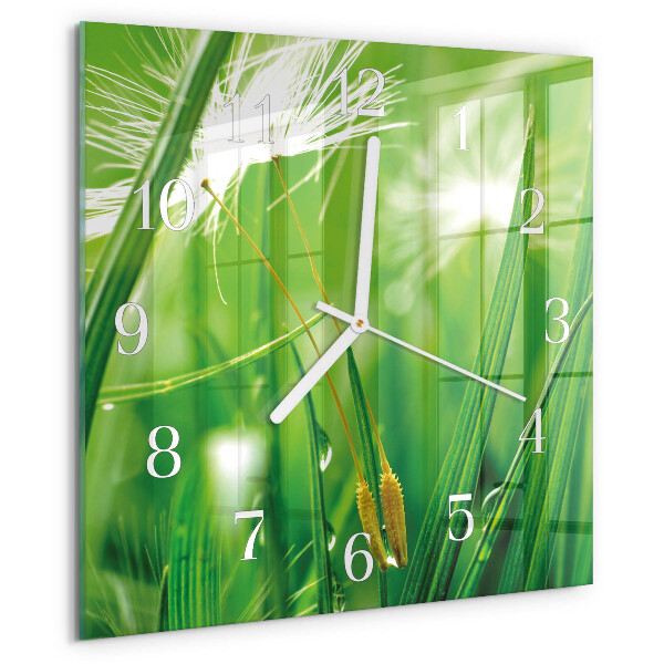 Wanduhr quadratisch Gras